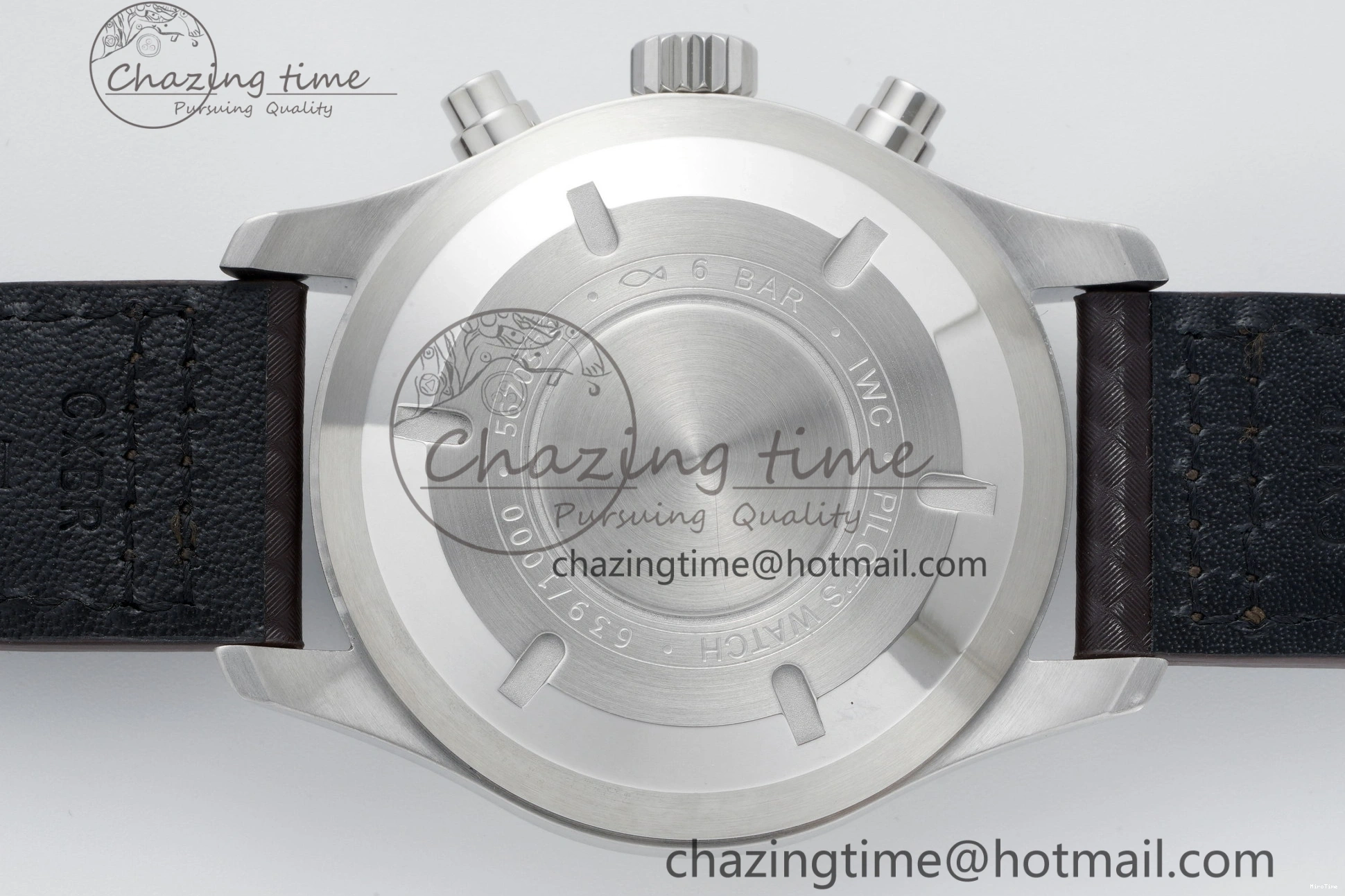 MIROTIME 0503 Pilot Chrono SS AZF 1:1 Best Edition Black Dial Orange Markers on Brown Leather Strap A EasyCare 7065